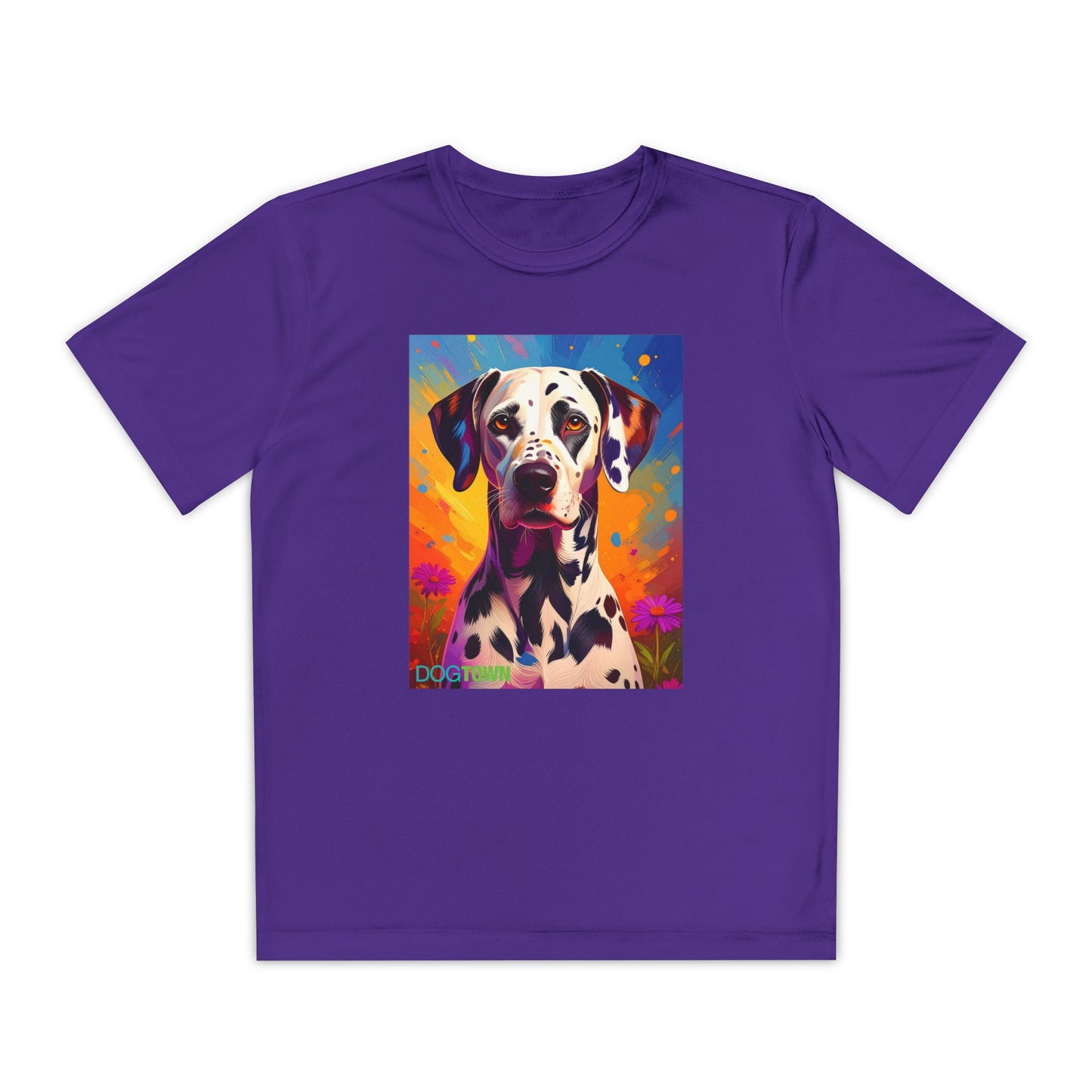 Pup Art Canvas - Kid's Sport Short Sleeve Tee (Dalmatian)
