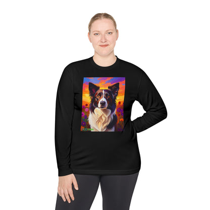 Pup Art Canvas Sport Long Sleeve Tee (Border Collie)