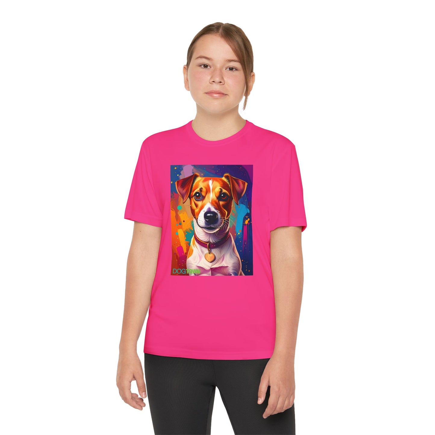 Pup Art Canvas - Kid's Sport Short Sleeve Tee (Jack Russell Terrier)
