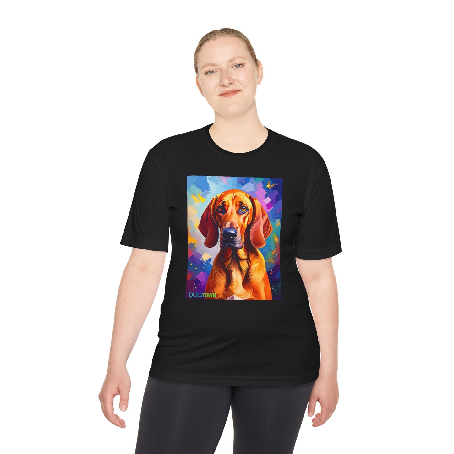 Pup Art Canvas Unisex Moisture Wicking Tee (Redbone Coonhound)