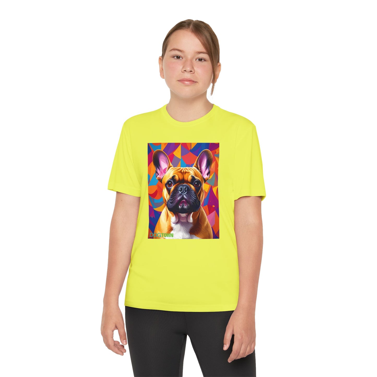 Pup Art Canvas - Kid's Sport Short Sleeve Tee (French Bulldog)