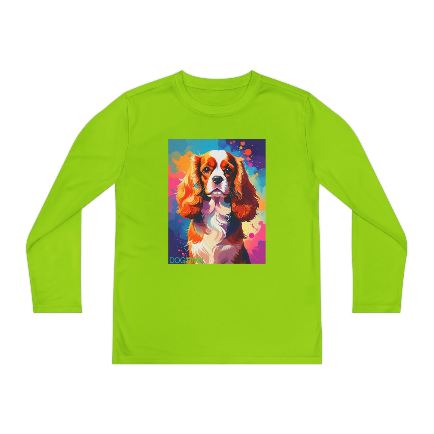 Pup Art Canvas - Kid's Sport Long Sleeve Tee (Cavalier King Charles Spaniel)
