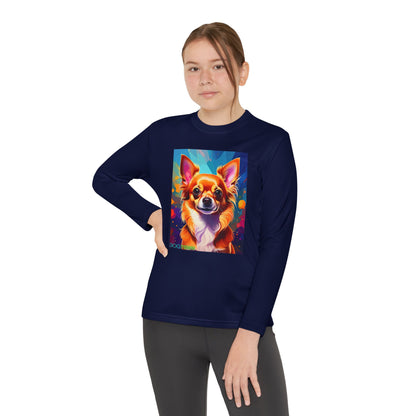 Pup Art Canvas - Kid's Sport Long Sleeve Tee (Chihuahua)