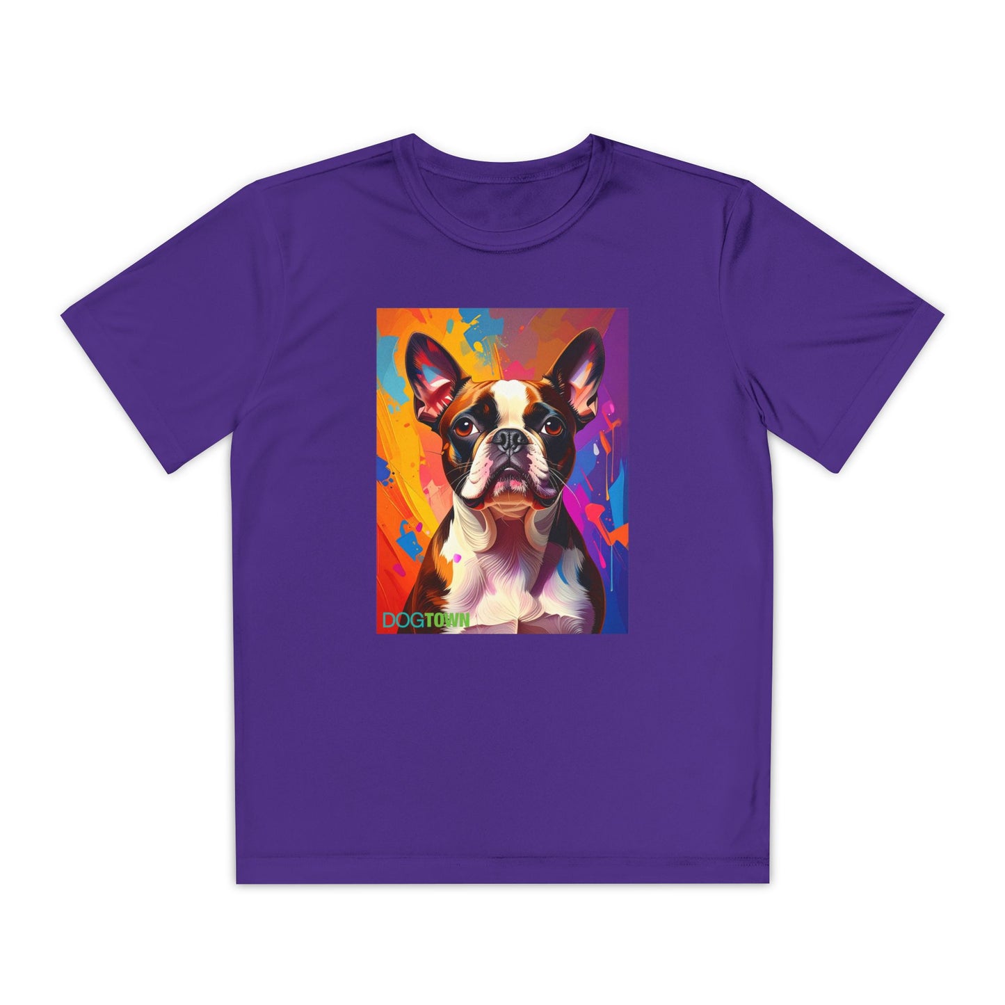 Pup Art Canvas - Kid's Sport Short Sleeve Tee (Boston Terrier)
