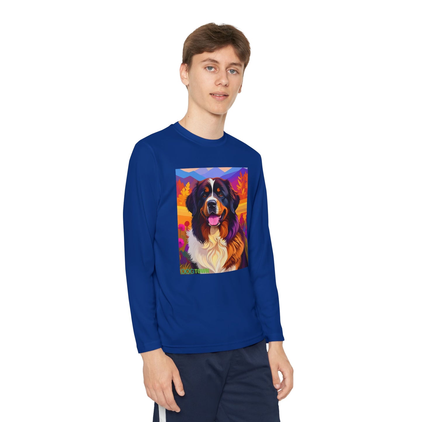 Pup Art Canvas - Kid's Sport Long Sleeve Tee (Bernese Mountain Dog)