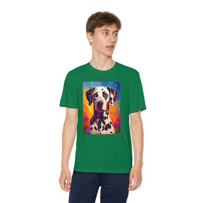 Pup Art Canvas - Kid's Sport Short Sleeve Tee (Dalmatian)