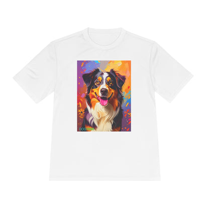 Pup Art Canvas Unisex Moisture Wicking Tee (Australian Shepherd)