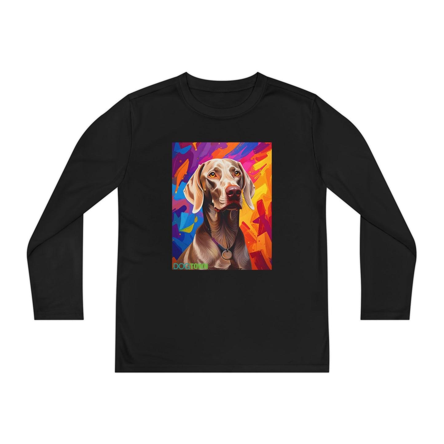 Pup Art Canvas - Kid's Sport Long Sleeve Tee (Weimaraner)