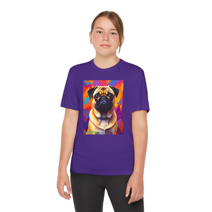 Pup Art Canvas - Kid's Sport Short Sleeve Tee (Pug)