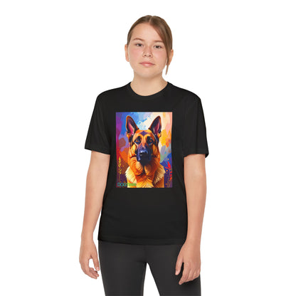 Pup Art Canvas - Kid's Sport Short Sleeve Tee (German Shepherd)