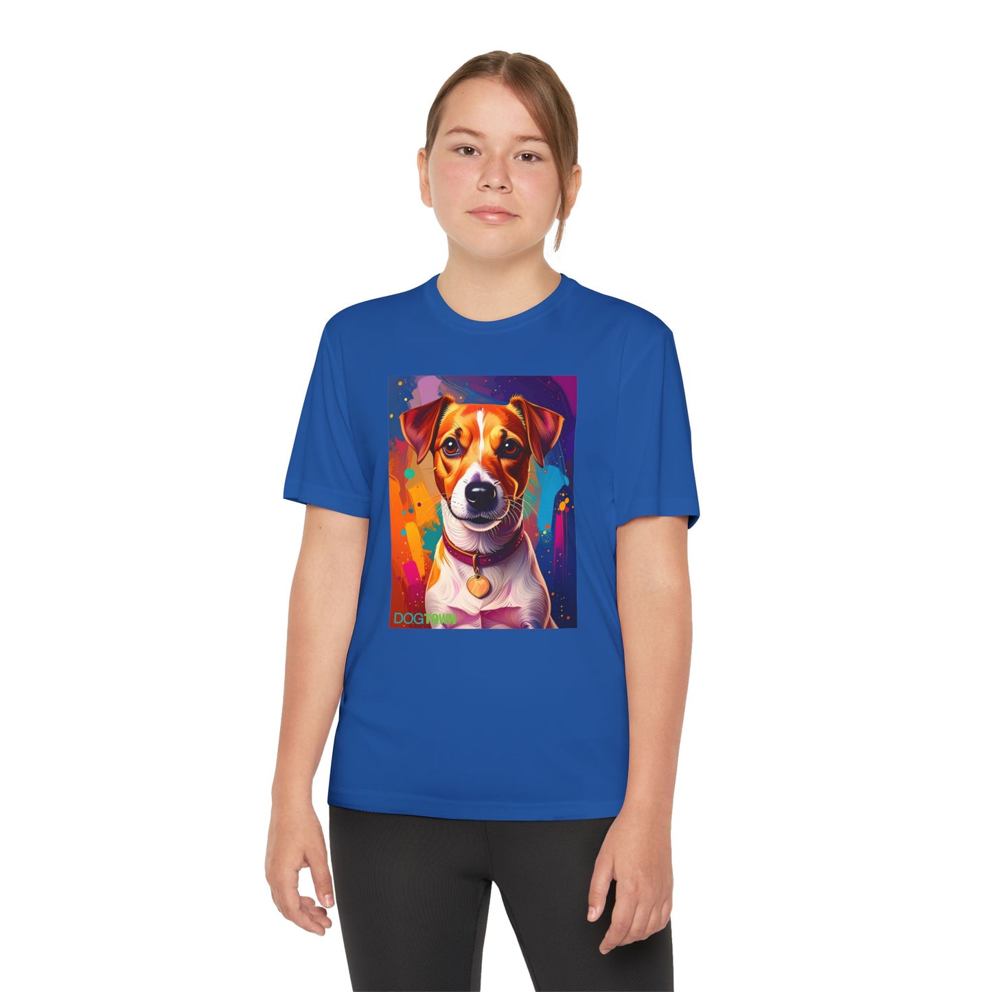 Pup Art Canvas - Kid's Sport Short Sleeve Tee (Jack Russell Terrier)