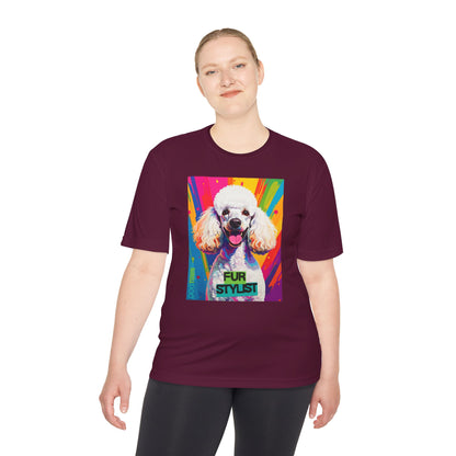 Dogtown Fur Stylist Groomer Short Sleeve Shirt (Colorful with White Poodle)