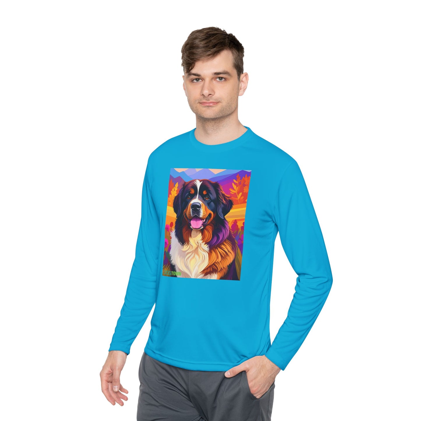 Pup Art Canvas Sport Long Sleeve Tee (Bernese Mountain Dog)