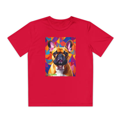 Pup Art Canvas - Kid's Sport Short Sleeve Tee (French Bulldog)