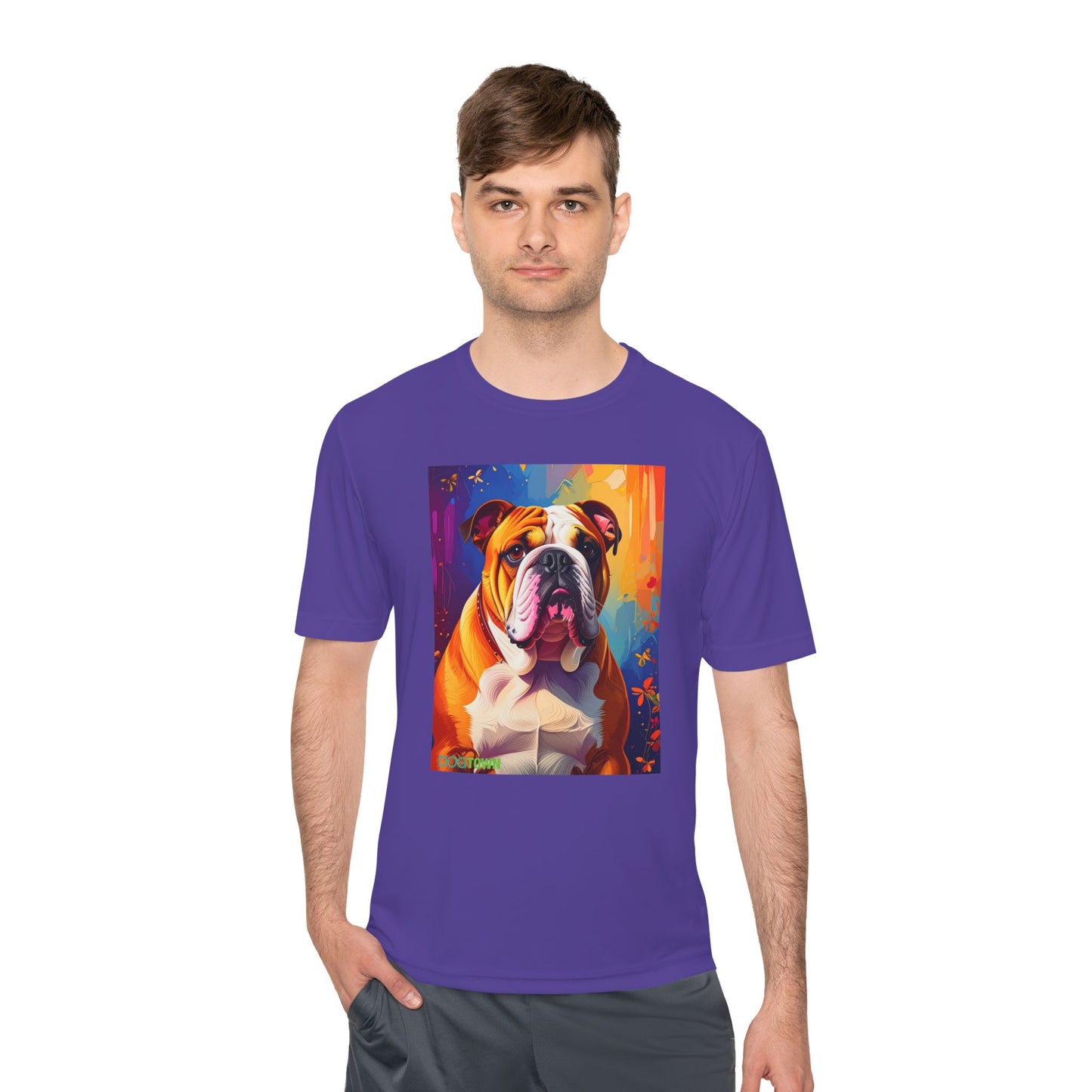 Pup Art Canvas Unisex Moisture Wicking Tee (English Bulldog)