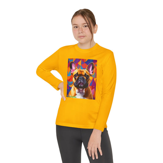 Pup Art Canvas - Kid's Sport Long Sleeve Tee (French Bulldog)
