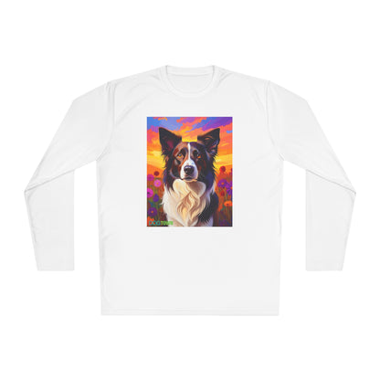Pup Art Canvas Sport Long Sleeve Tee (Border Collie)