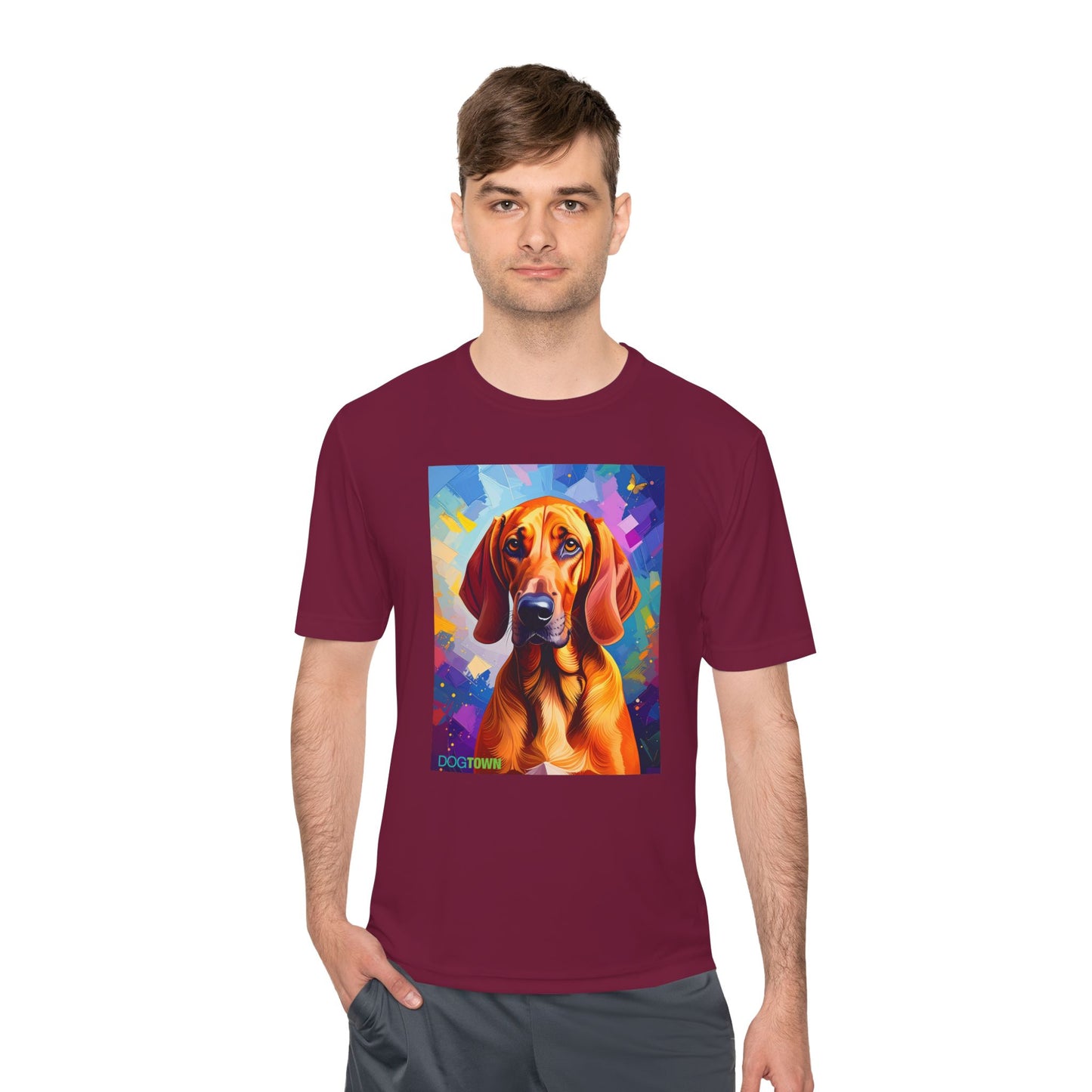 Pup Art Canvas Unisex Moisture Wicking Tee (Redbone Coonhound)