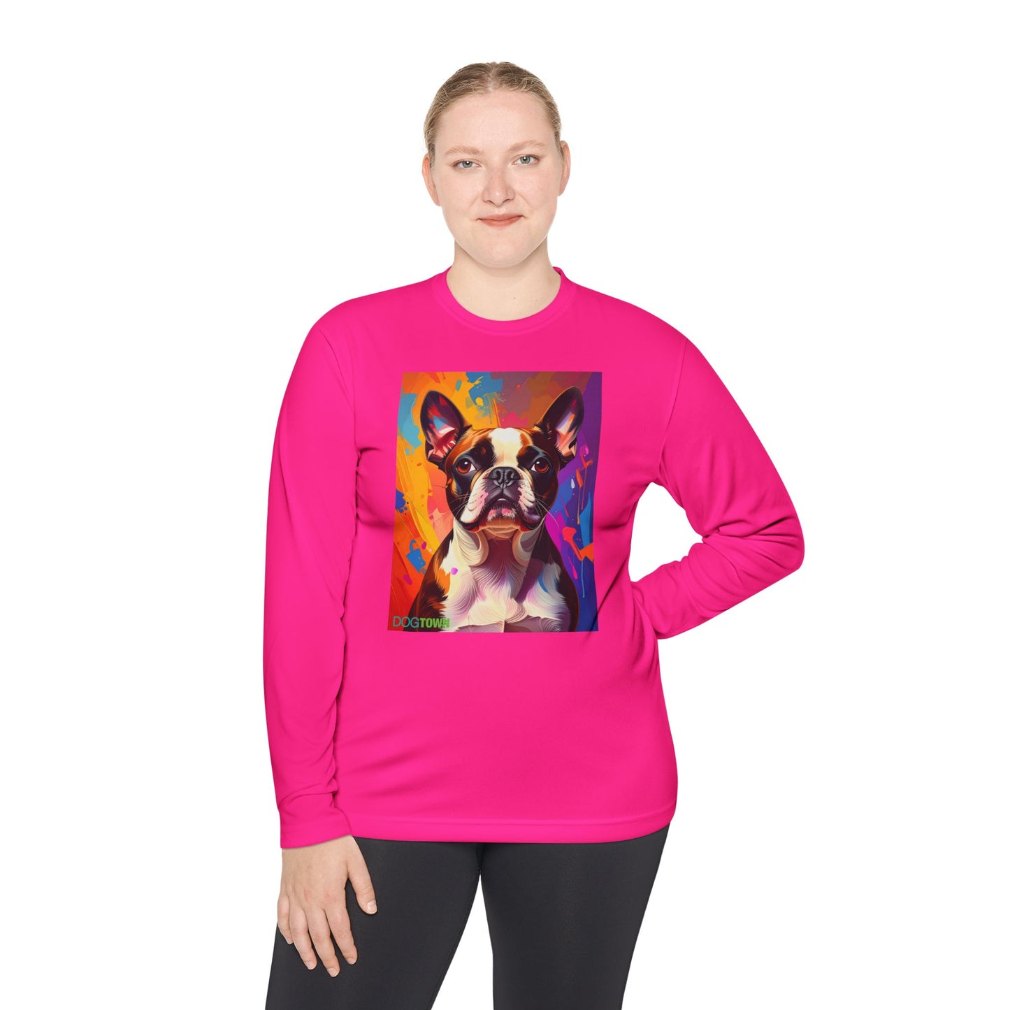 Pup Art Canvas Sport Long Sleeve Tee (Boston Terrier)