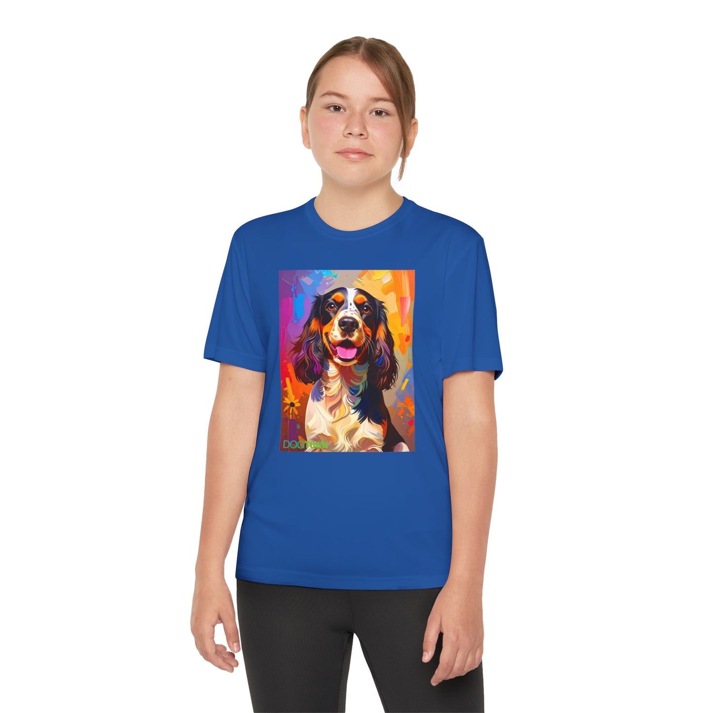 Pup Art Canvas - Kid's Sport Short Sleeve Tee (English Springer Spaniel)