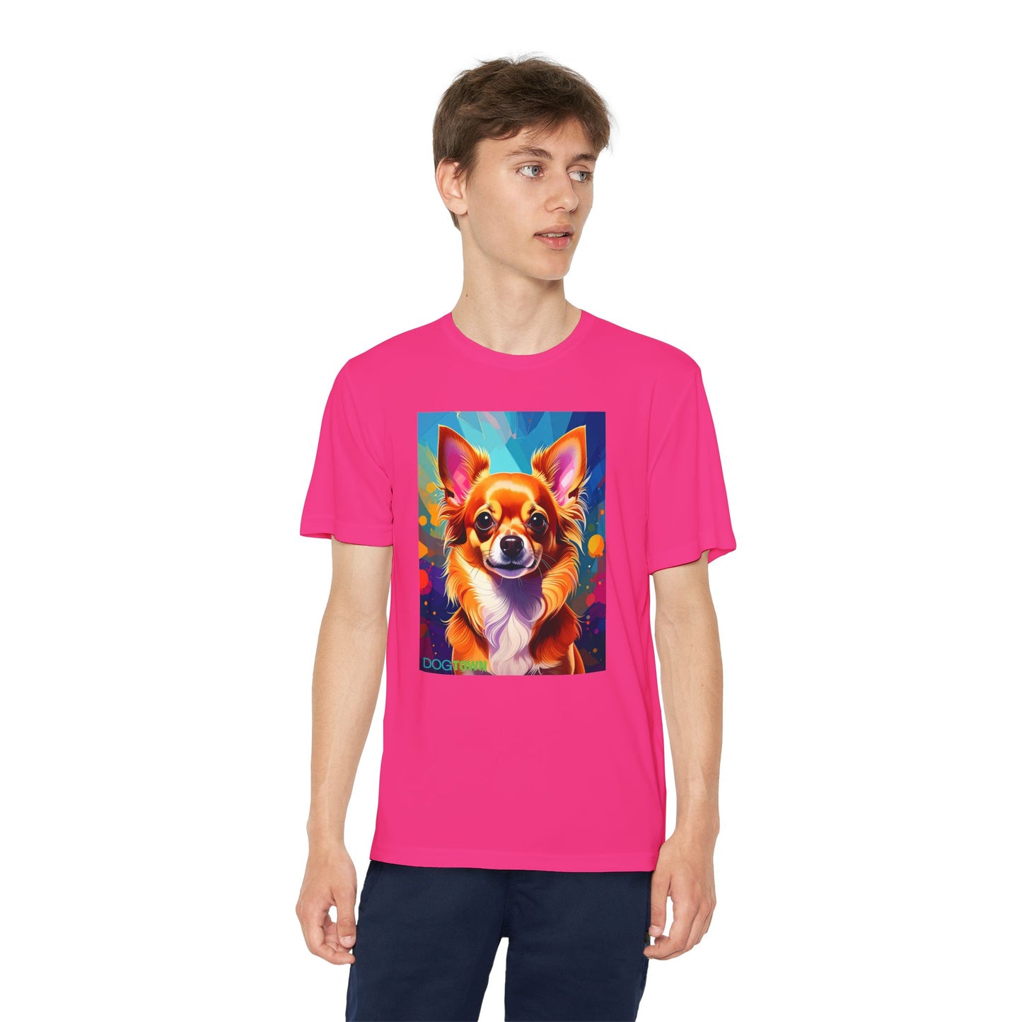 Pup Art Canvas - Kid's Sport Short Sleeve Tee (Chihuauha)