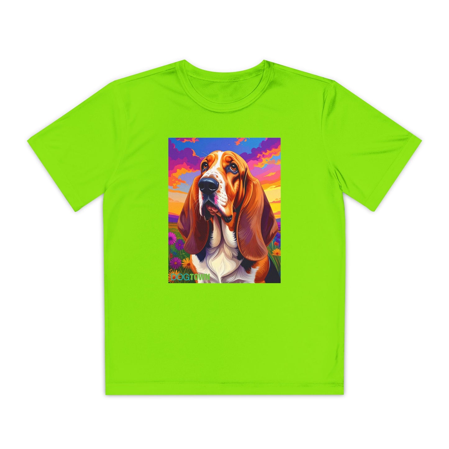 Pup Art Canvas - Kid's Sport Short Sleeve Tee (Basset Hound)