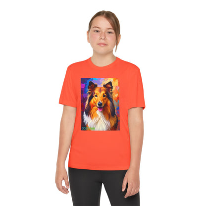 Pup Art Canvas - Kid's Sport Short Sleeve Tee (Sheltie - Shetland Sheepdog)