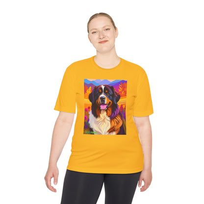 Pup Art Canvas Unisex Moisture Wicking Tee (Bernese Mountain Dog)