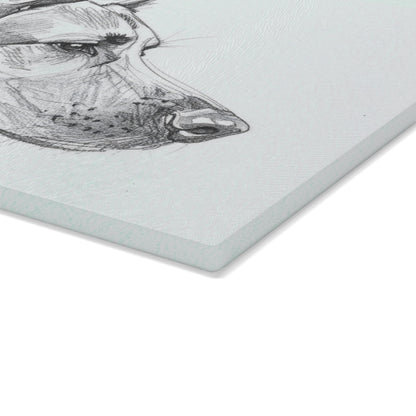 Dogtown German Shepherd Dog Portrait Glass Cutting Board - Unique Kitchen Gift for Pet Lovers, Dog-Themed Decor, Animal Gifts, Housewarming Present