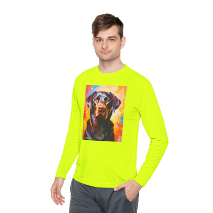 Pup Art Canvas Sport Long Sleeve Tee (Chocolate Lab)