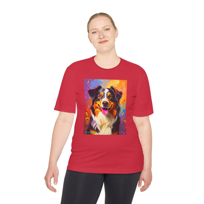 Pup Art Canvas Unisex Moisture Wicking Tee (Australian Shepherd)