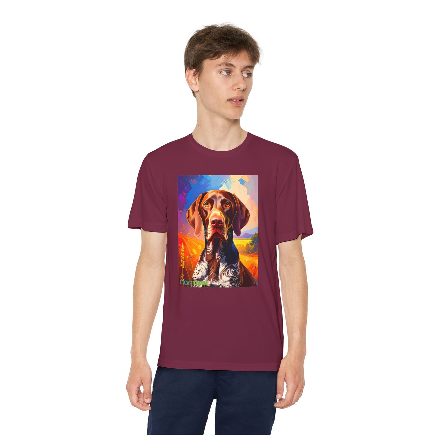 Pup Art Canvas - Kid's Sport Short Sleeve Tee (German Shorthaired Pointer)