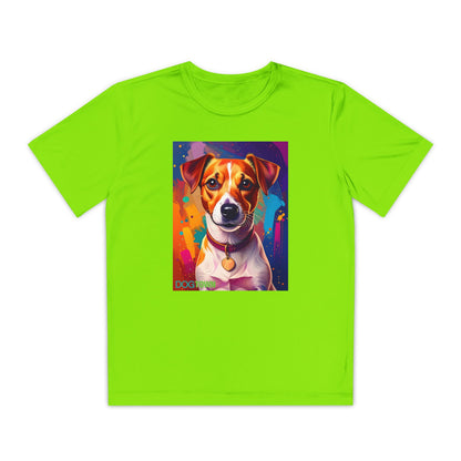 Pup Art Canvas - Kid's Sport Short Sleeve Tee (Jack Russell Terrier)