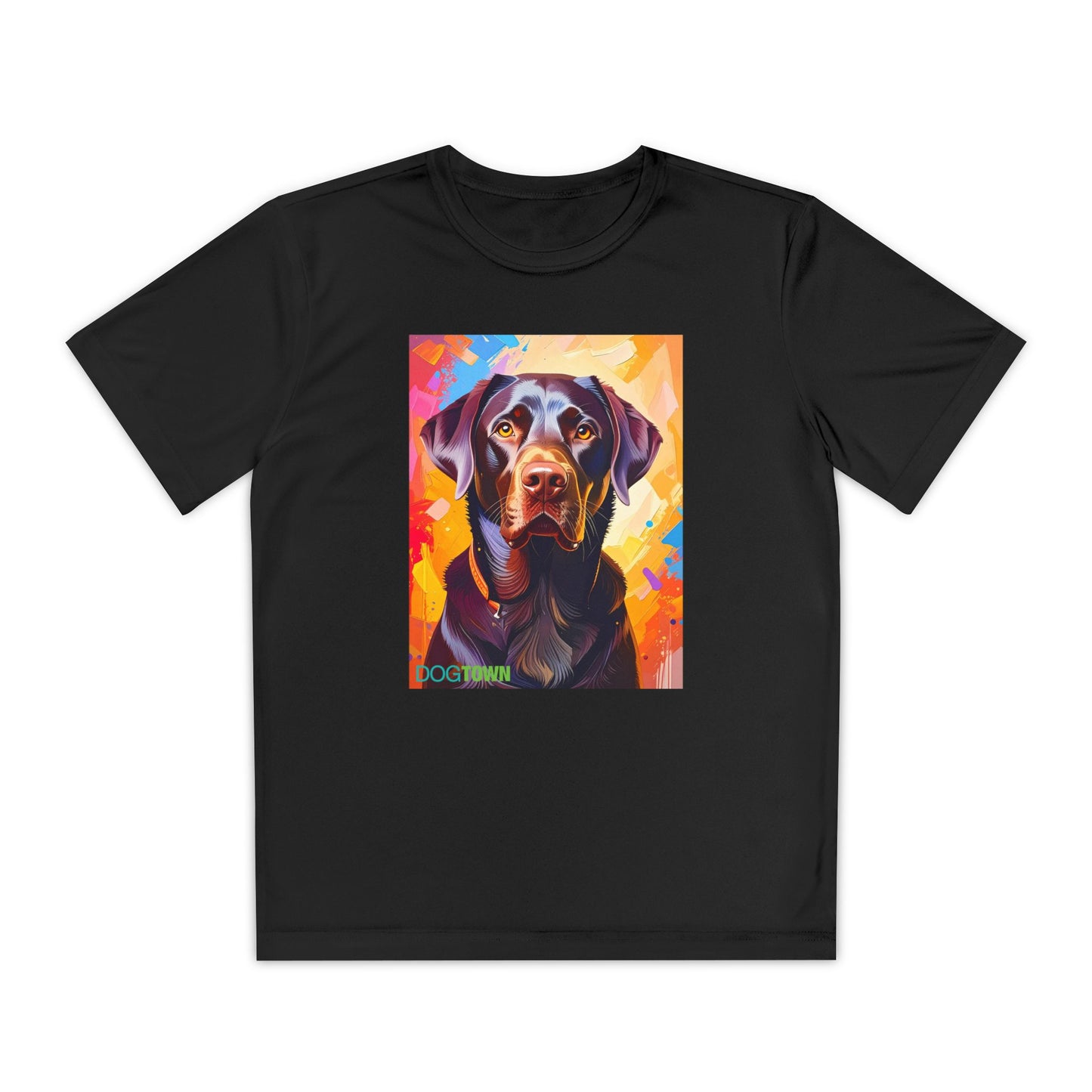Pup Art Canvas - Kid's Sport Short Sleeve Tee (Chocolate Lab)