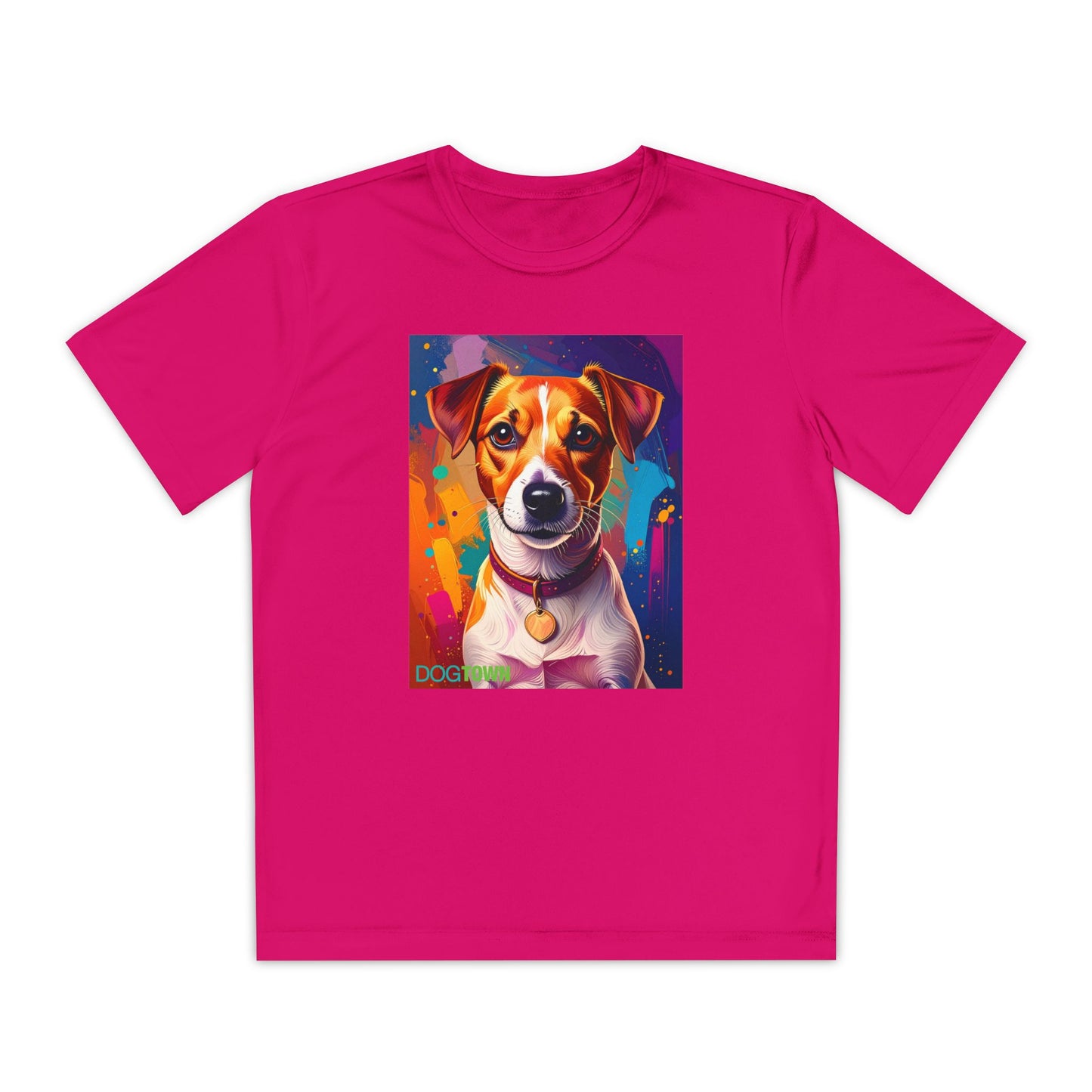 Pup Art Canvas - Kid's Sport Short Sleeve Tee (Jack Russell Terrier)