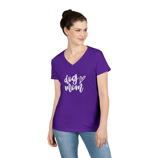 Dog Mom V-Neck T-Shirt, Cute Pet Lover Gift, Dog Lover Tee, Canine Mom Shirt, Casual Dog Apparel