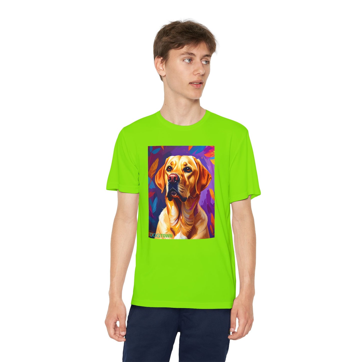 Pup Art Canvas - Kid's Sport Short Sleeve Tee (Yellow Lab)