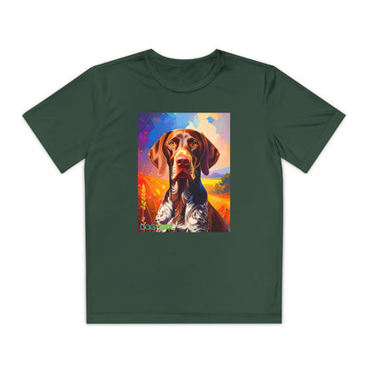 Pup Art Canvas - Kid's Sport Short Sleeve Tee (German Shorthaired Pointer)