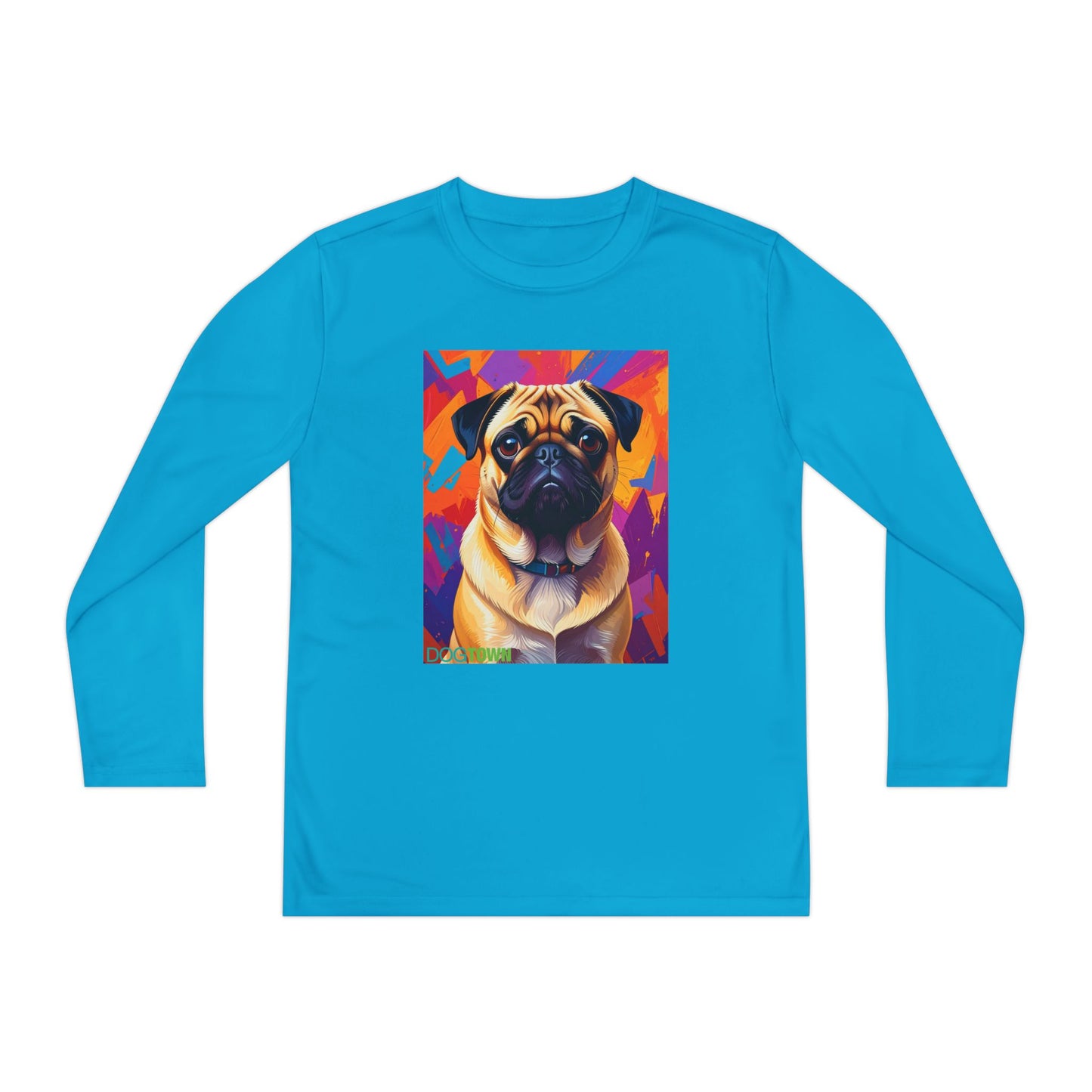 Pup Art Canvas - Kid's Sport Long Sleeve Tee (Pug)