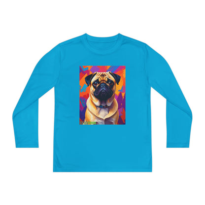 Pup Art Canvas - Kid's Sport Long Sleeve Tee (Pug)
