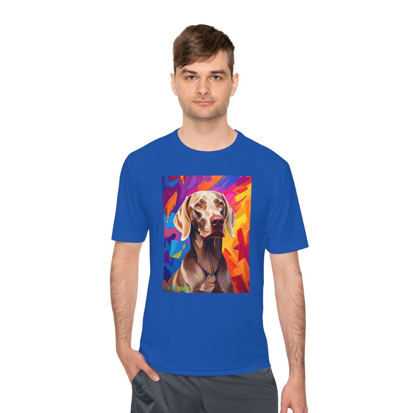 Pup Art Canvas Unisex Moisture Wicking Tee (Weimaraner)