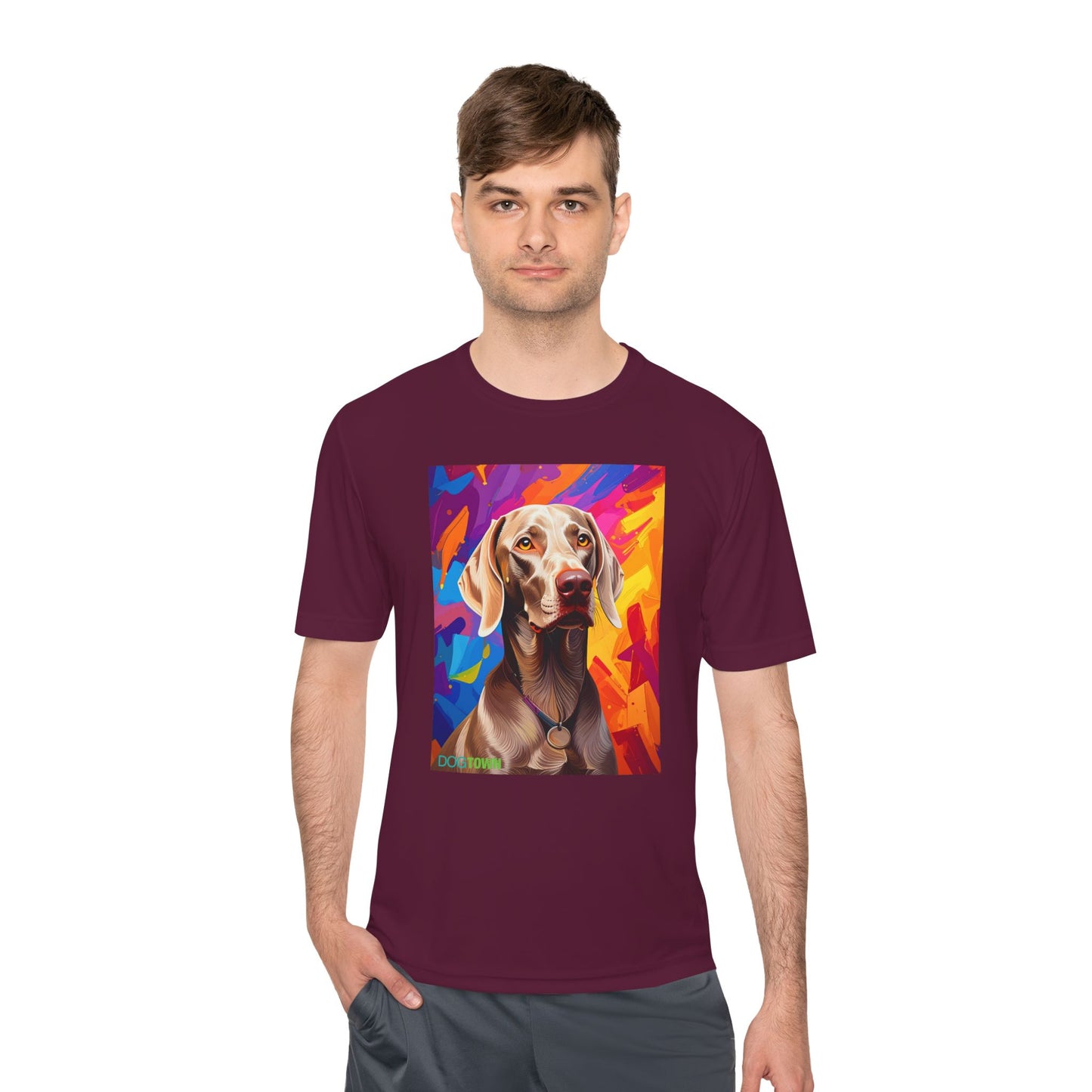 Pup Art Canvas Unisex Moisture Wicking Tee (Weimaraner)