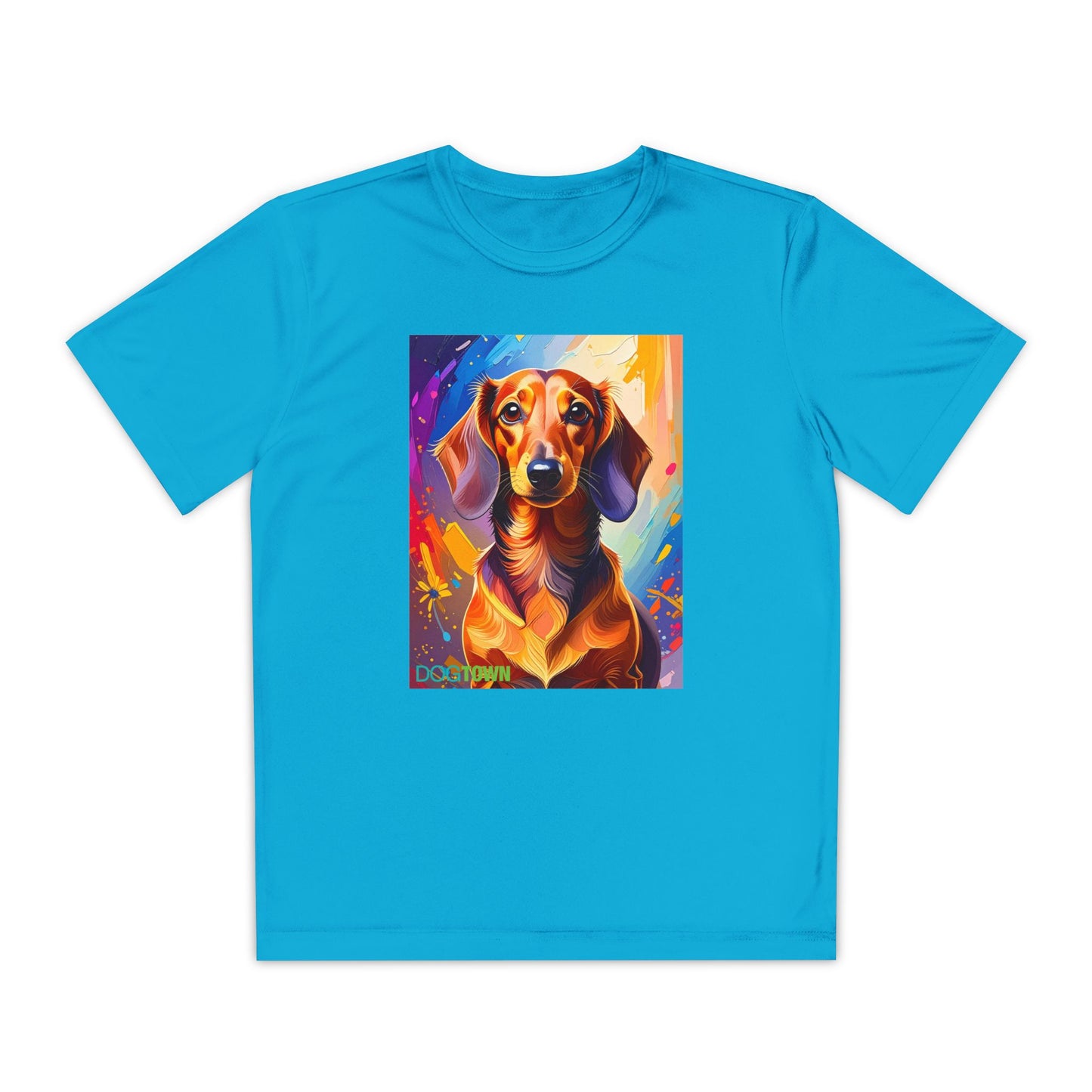 Pup Art Canvas - Kid's Sport Short Sleeve Tee (Dachshund)
