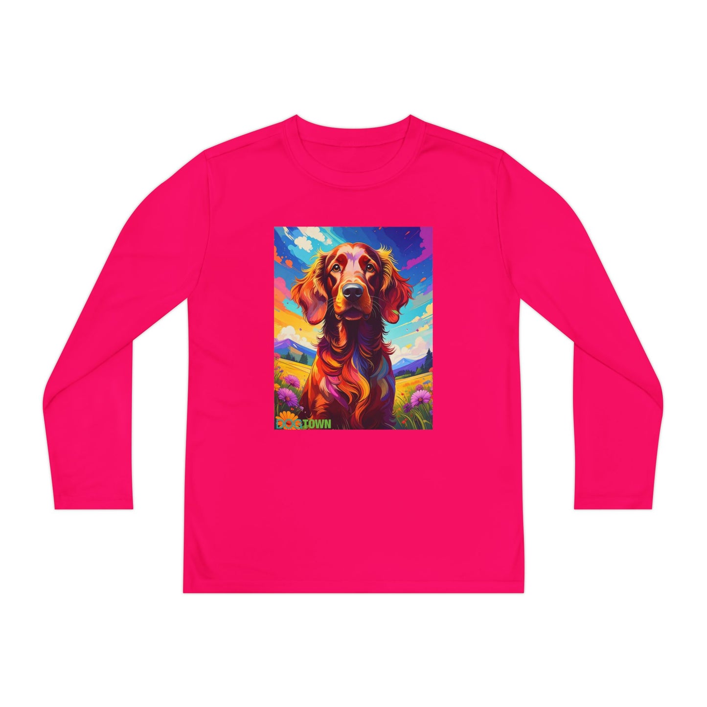 Pup Art Canvas - Kid's Sport Long Sleeve Tee (Irish Setter)