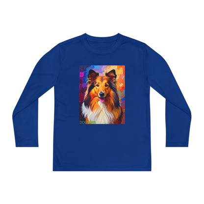 Pup Art Canvas - Kid's Sport Long Sleeve Tee (Sheltie - Shetland Sheepdog)