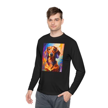 Pup Art Canvas Sport Long Sleeve Tee (Dachshund)