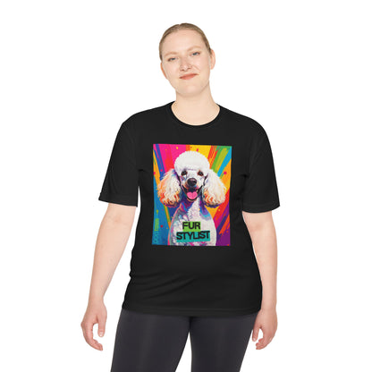 Dogtown Fur Stylist Groomer Short Sleeve Shirt (Colorful with White Poodle)
