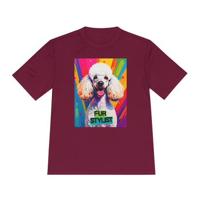 Dogtown Fur Stylist Groomer Short Sleeve Shirt (Colorful with White Poodle)