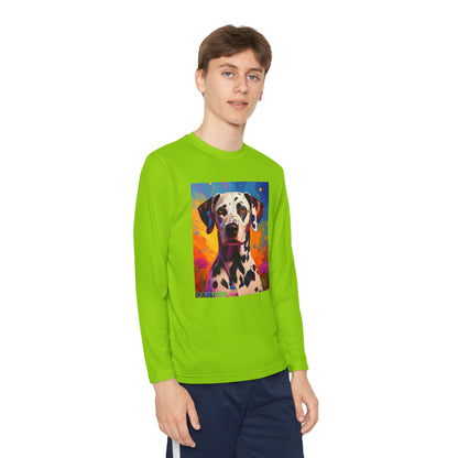 Pup Art Canvas - Kid's Sport Long Sleeve Tee (Dalmatian)