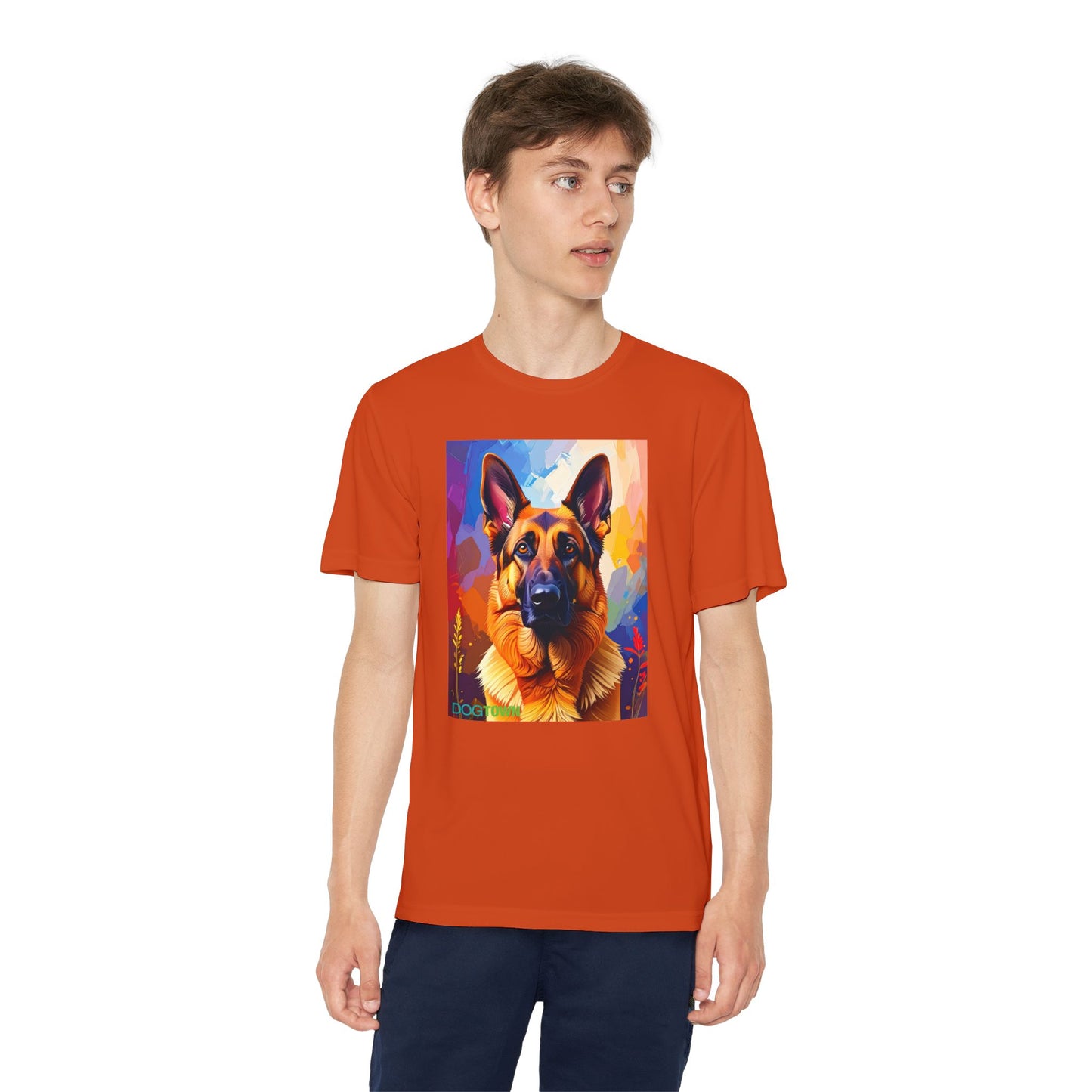 Pup Art Canvas - Kid's Sport Short Sleeve Tee (German Shepherd)